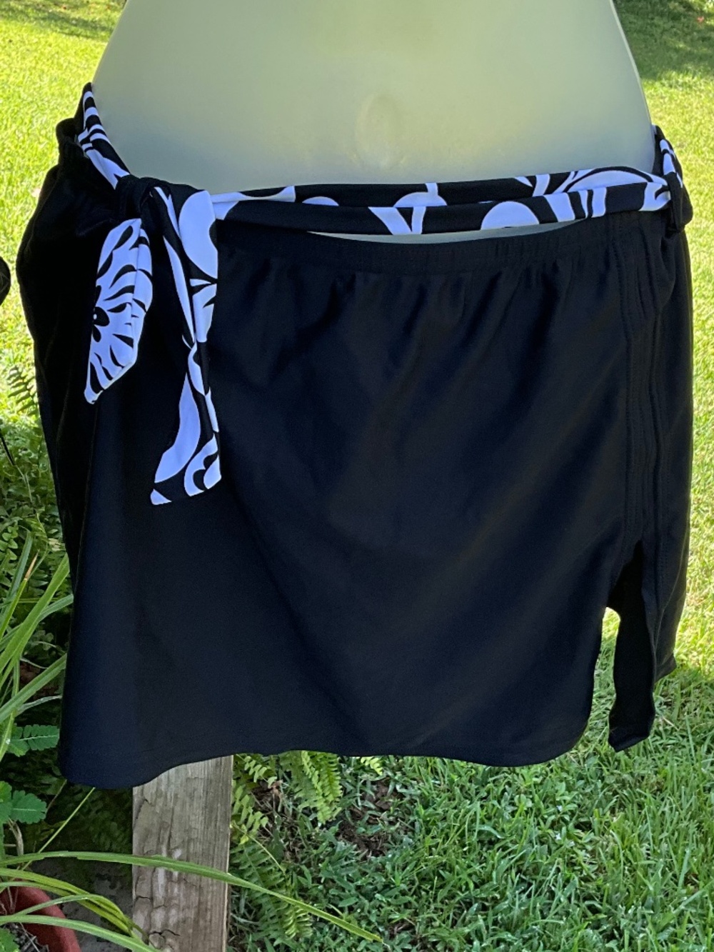 Ocean Dreams Black Swim Skirt Cover-Up Removable Tie Sash, Size 12 - Picture 6 of 7